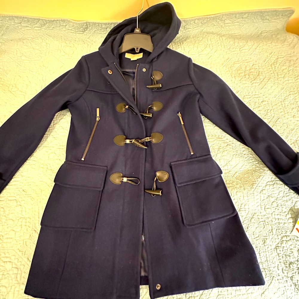 WOMENS MICHAEL KORS PEA COAT. NAVY. PETITE MEDIUM. BRAND NEW. NON-SMOKER. TAGS